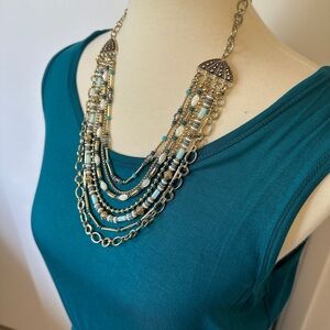 Free Jewelry! Molerani Teal Sleeveless Maxi Dress w/New Premier Design Necklace